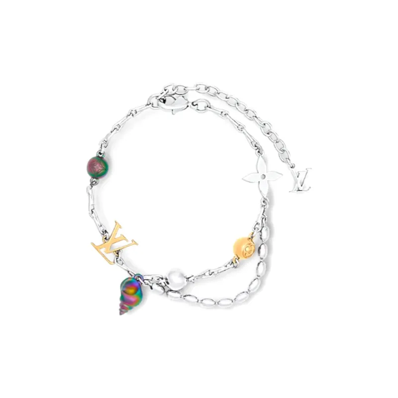 LOUIS VUITTON Shell Metal Bracelets Unisex Silver-0
