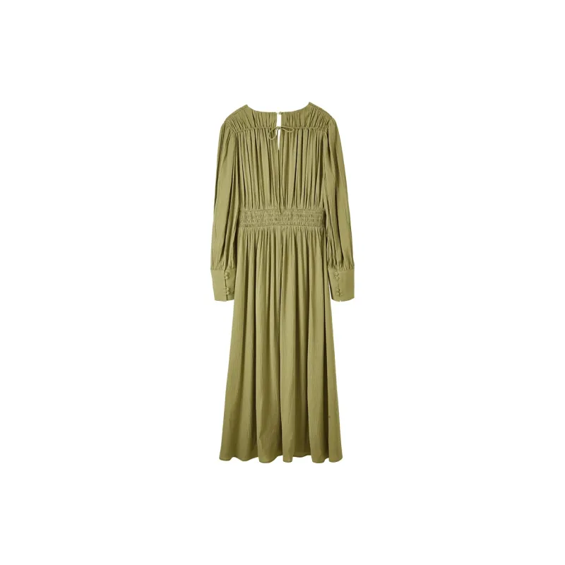 SENTUBILA Long Sleeved Dresses Women's Lime Green-1