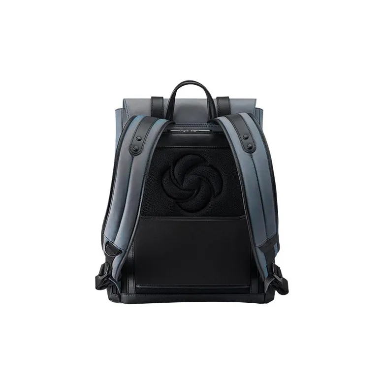 SAMSONITE Fabric With Cow Leather Backpack Regular Men's Blue-3