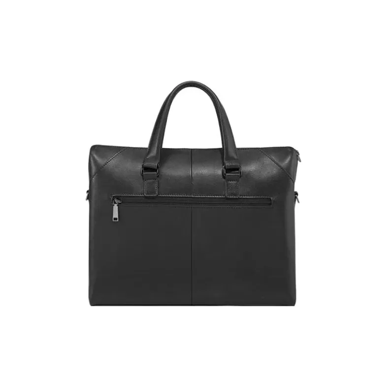 SAMSONITE Cow Leather Briefcase One Shoulder Handbag Men's Black-3