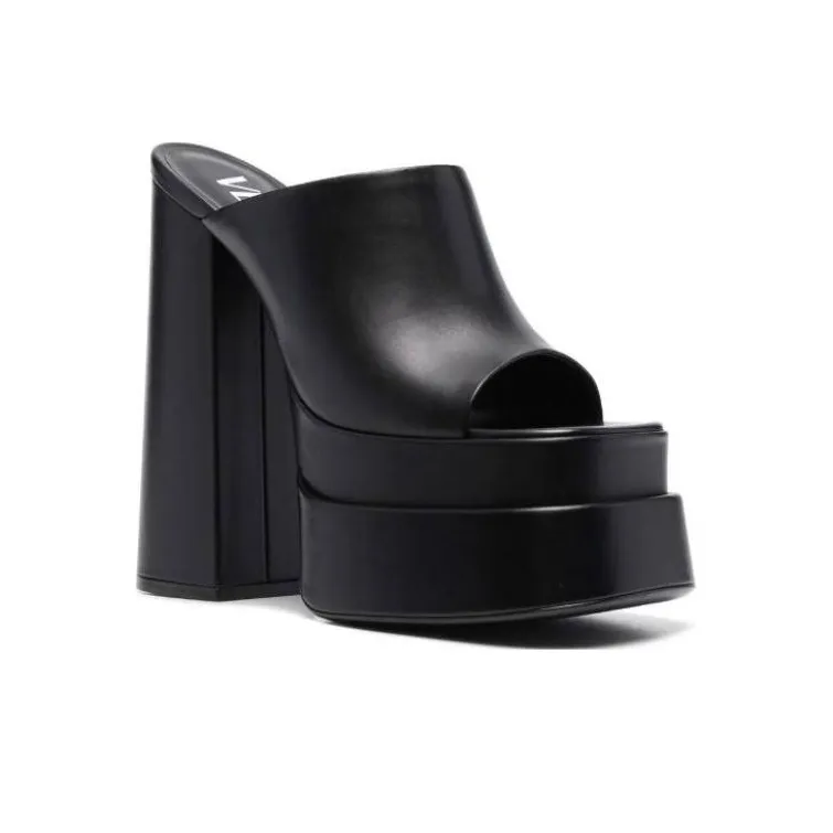 VERSACE Women's Platform Mule T.155 Vitellino 'Black'-2