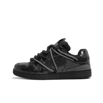 MR.PESIN Baby's Breath Threaded Low Top Skateboard Shoes Unisex Black