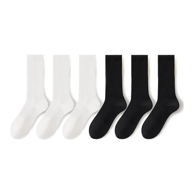 B&C.Room Mid Calf Socks Unisex 6 Pack Black White Gray-5