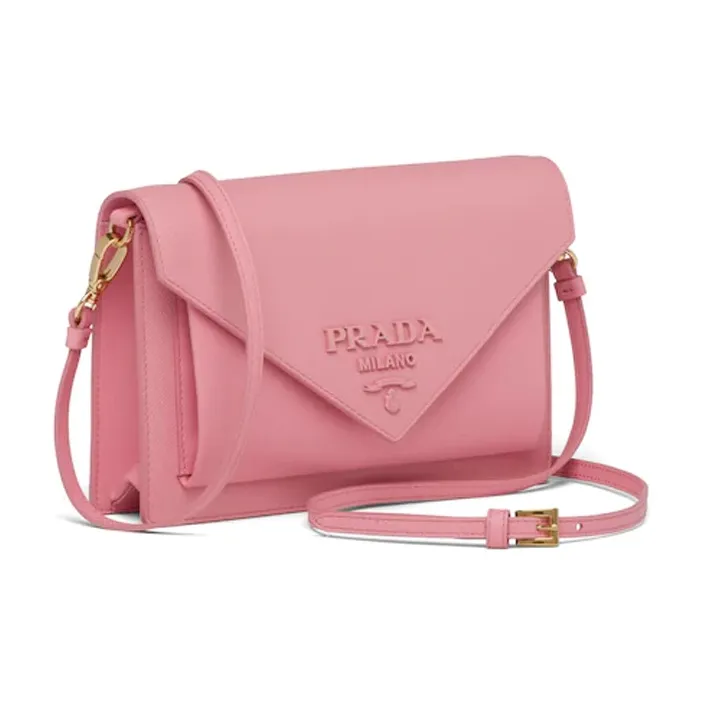 PRADA Leather Envelope Bag Crossbody Bag Shoulder Bag Women's Pink-1