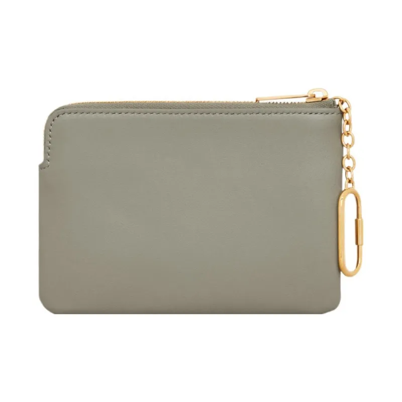 CELINE Triomphe Smooth Cow Leather Card Holder Coin Purse Women's Green Clay-2