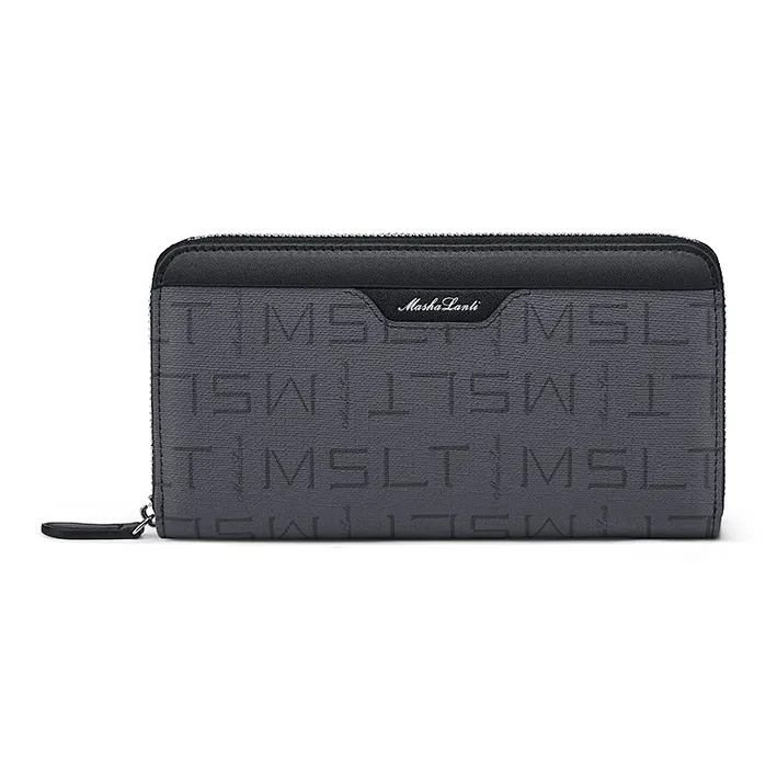 MashaLanti Microfiber Synthetic Leather Clutches Wallets Card Holders Regular Men's Dark Gray-1
