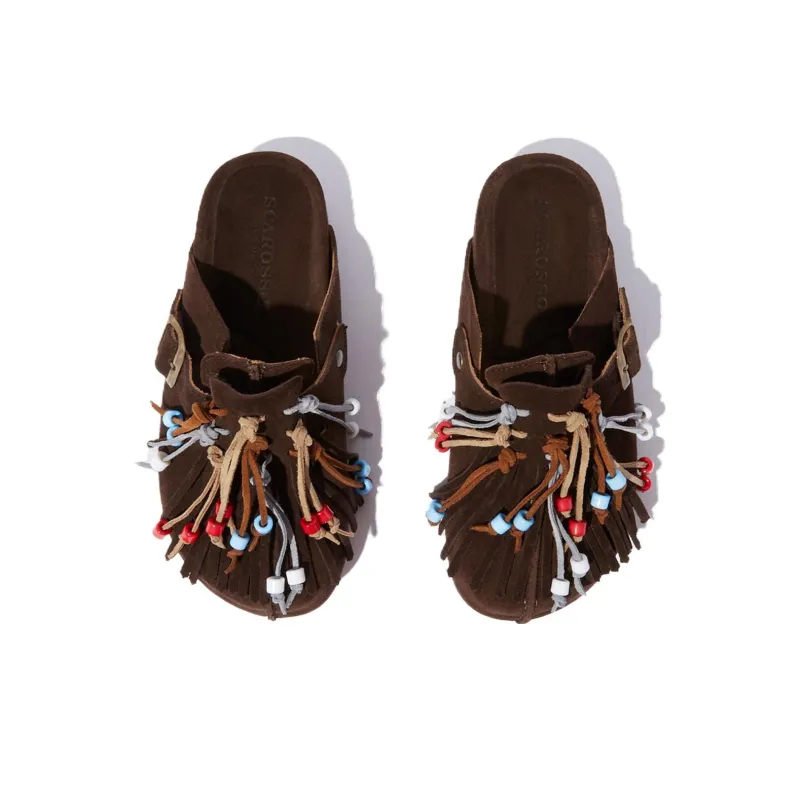 SCAROSSO Gea Tasselled Suede Slippers Women's-3