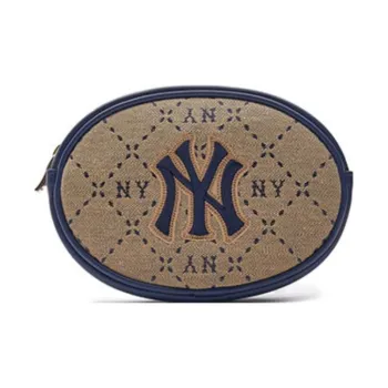 MLB Artificial Leather Round Cake Bag Shoulder Bag Crossbody Bag Regular Unisex Khaki