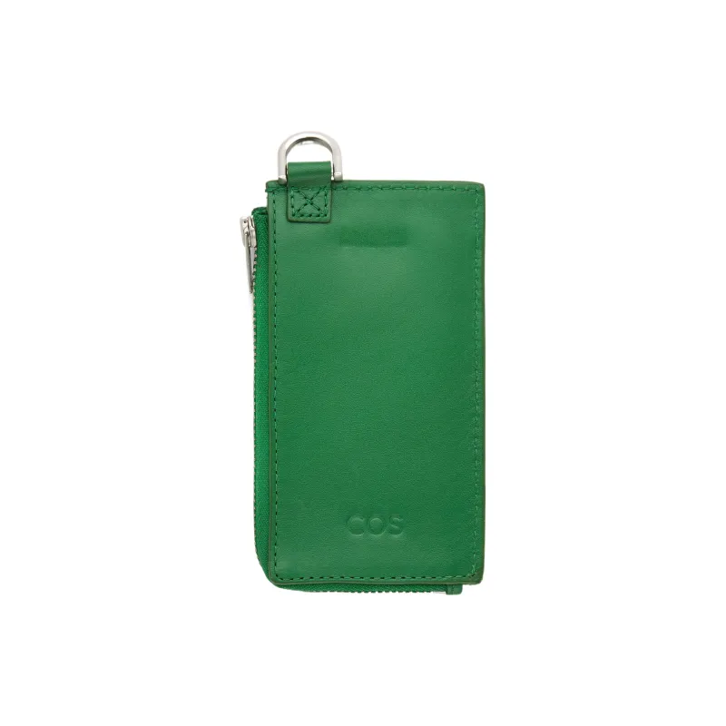 COS Cow Leather Card Clip Card Holder Women's Green-1