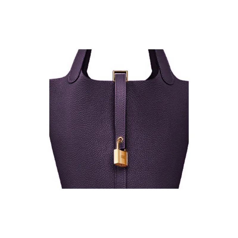 HERMES Maurice Bullock Leather Basket Bag, Bucket Bag, Handbag 18 Women's N5 Cassis Black Currant Color-3