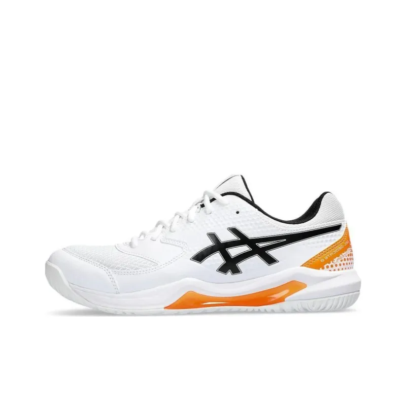 Asics Gel Dedicate 8 Cushioning, Wear Resistant Low Top Tennis Shoes Men's White Orange-0