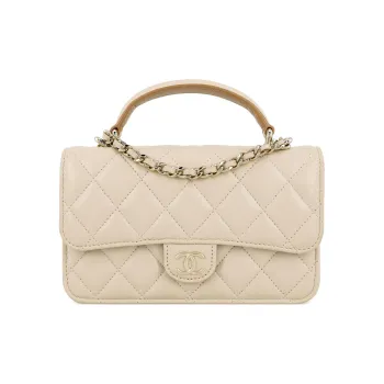 CHANEL Clutch/Phone Holder With Chain Beige