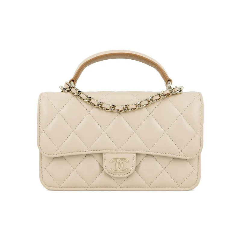 CHANEL Clutch/Phone Holder With Chain Beige-0