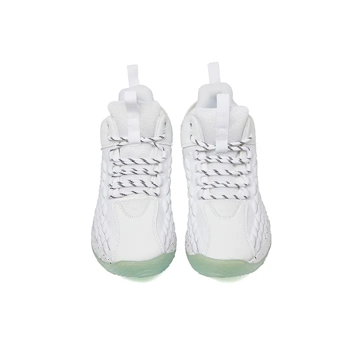 VOIT Anti Slip Wear Resistant Breathable Supportive Impact Resistant Lightweight High Top Basketball Shoes Men's White-3