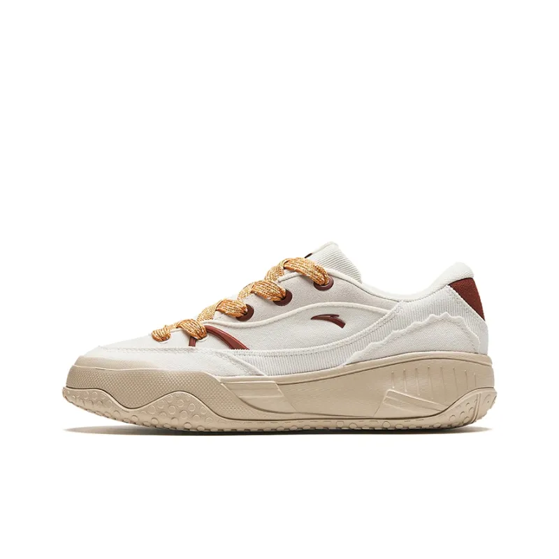 Anta Cookie Shoes Cushioning Wear Resistant Low Top Skateboard Shoes Women's White Brown-0