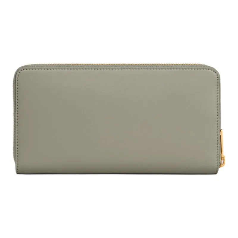 CELINE Smooth Calf Leather Wallet Large Size Women's Green Clay-2