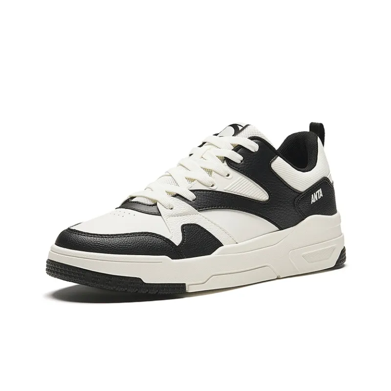 Anta Slip Resistant Cushioning Abrasion Resistant Low Top Skateboard Shoes Men's White Black-1