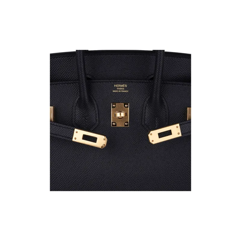 HERMES Epsom Leather Birkin Bag Handbags Women's Black-8