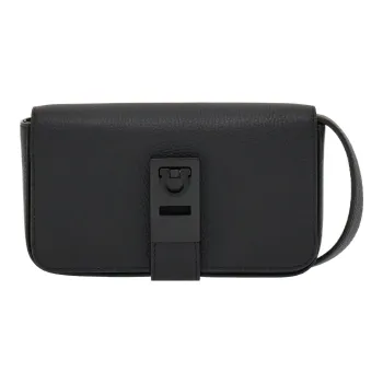 FERRAGAMO Stamped Calfskin Crossbody Bag Shoulder Bag Men's Black