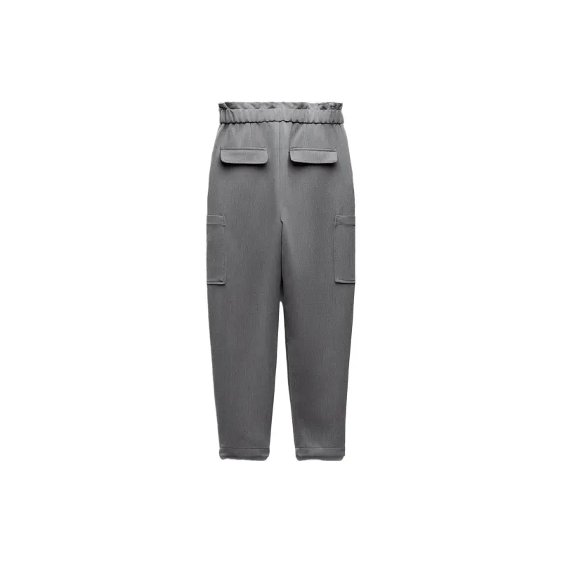 ZARA Cargo Pants Women's Zebra Print Gray-1