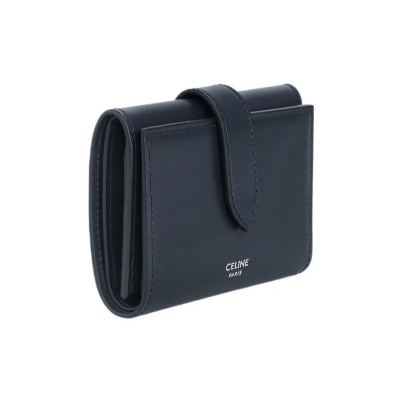 CELINE Shiny Calfskin Wallet Men's Dark Blue-1