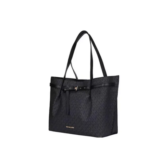 MICHAEL KORS Emilia Coated Canvas Tote Bag, Shopping Bag, Shoulder Bag, Handbag Tubas Women's Black-2