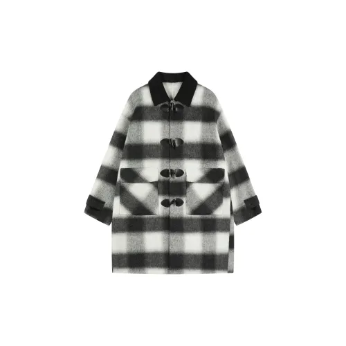 EARL JOEL Coats Unisex Vintage Black With White Plaid