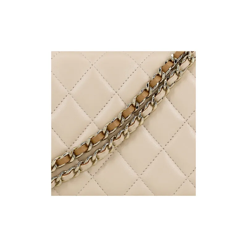 CHANEL Clutch/Phone Holder With Chain Beige-5