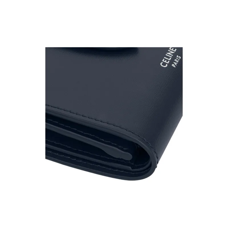 CELINE Shiny Calfskin Wallet Men's Dark Blue-4