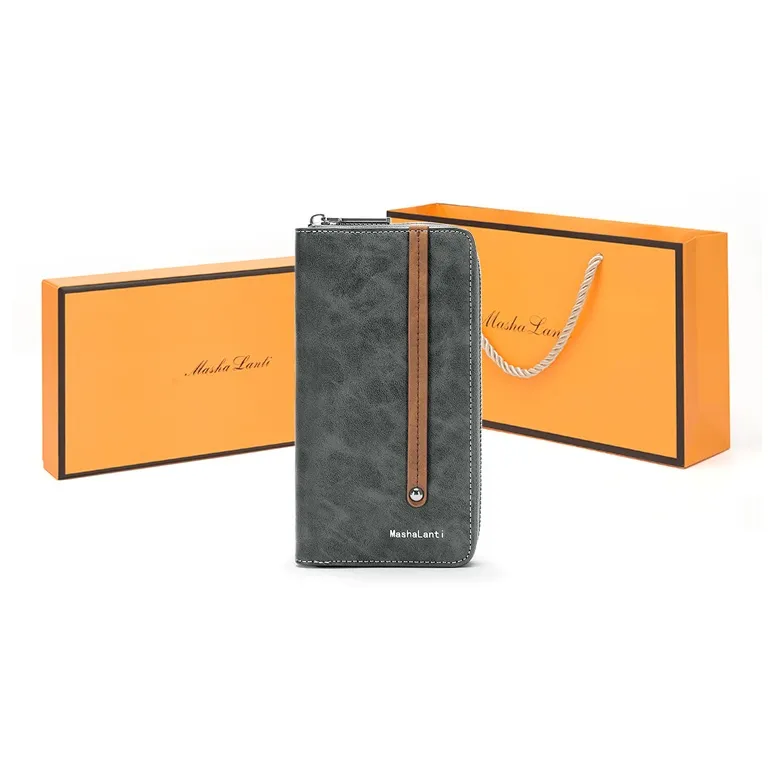 MashaLanti Synthetic Leather Clutches Wallets Regular Men's Smoke Gray-0