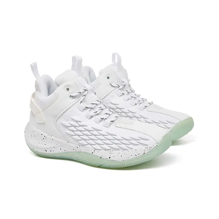 VOIT Anti Slip Wear Resistant Breathable Supportive Impact Resistant Lightweight High Top Basketball Shoes Men's White-2