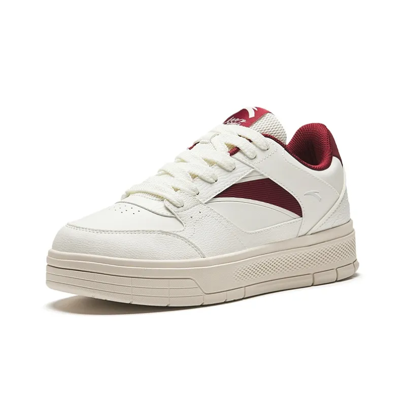Anta Cushioned Wear Resistant Lightweight Low Top Skateboard Shoes Men's White Red-1