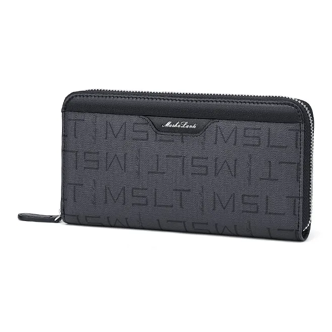MashaLanti Microfiber Synthetic Leather Clutches Wallets Card Holders Regular Men's Dark Gray-2