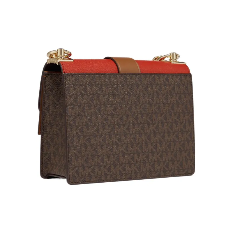 MICHAEL KORS Greenwich Artificial Leather Shoulder Bag, Crossbody Bag Trumpets Women's Red & Brown-1