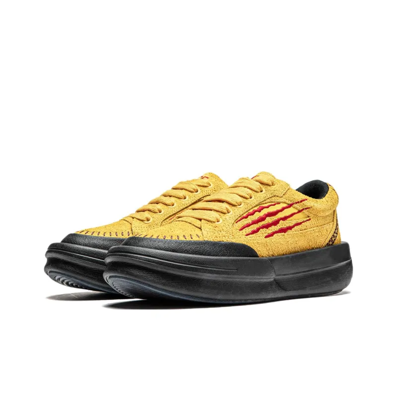 LIXIAOLONG x LiNing Gongfu YANG Cushioning Wear-Resistant Low-Top Casual Shoes Unisex Yellow-Brown-2