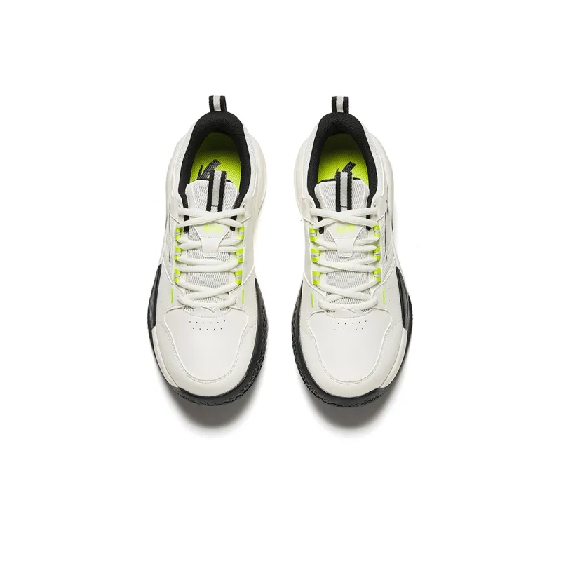 Anta Cushioned Slip-Resistant Abrasion-Resistant Low-Top Casual Shoes Men's White Black Green-2