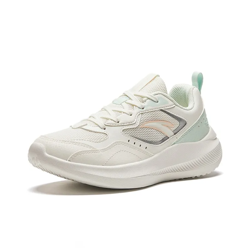 Anta Cushioning Abrasion Resistant Lightweight Low Top Running Shoes Women's White Green Pink-1