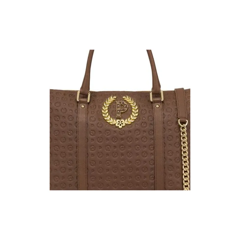 Pollini Calfskin Shopping Bag, One Shoulder Handbag Women's Brown-4