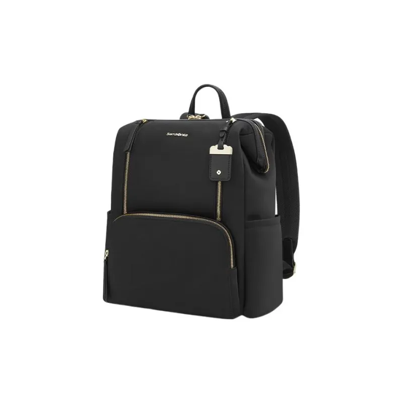 SAMSONITE Fabric Cow Leather Patchwork Backpack Regular Women's Black-1