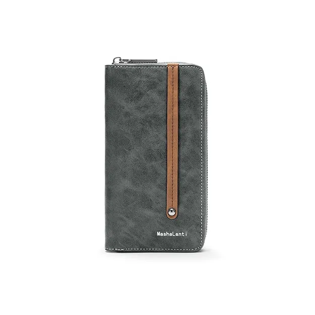 MashaLanti Synthetic Leather Clutches Wallets Regular Men's Smoke Gray-1