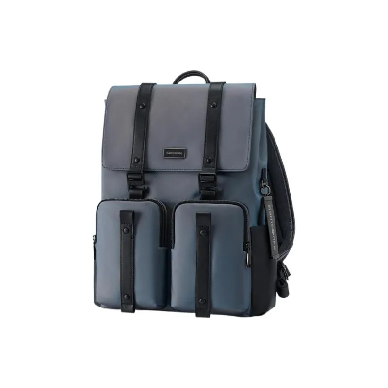 SAMSONITE Fabric With Cow Leather Backpack Regular Men's Blue-1