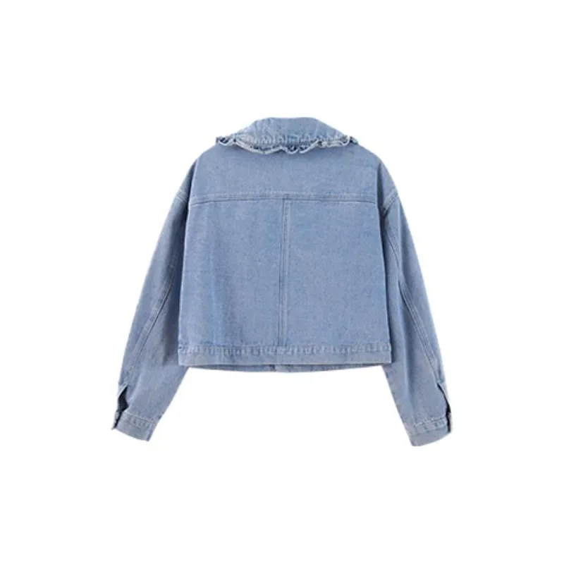 Linjou Denim Jackets Women's Denim Blue-1