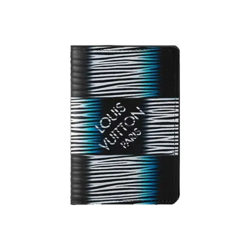 LOUIS VUITTON Leather Wallet Regular Men's Dark Blue & White