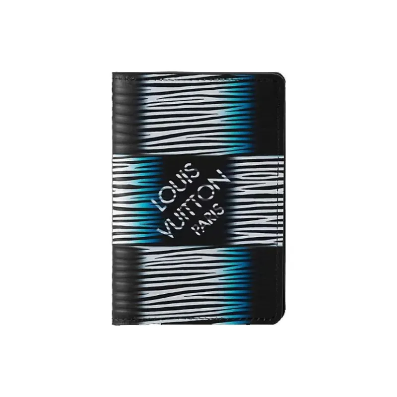 LOUIS VUITTON Leather Wallet Regular Men's Dark Blue & White-0