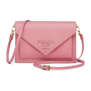 PRADA Leather Envelope Bag Crossbody Bag Shoulder Bag Women's Pink