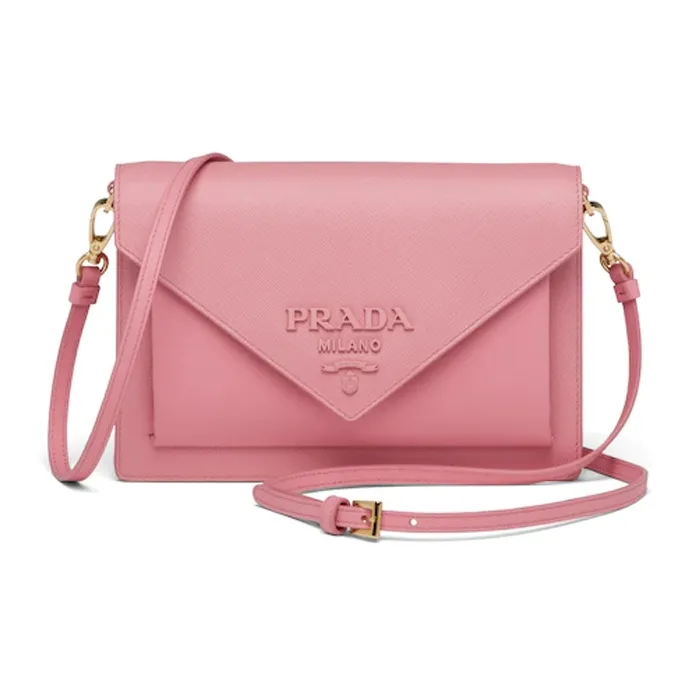 PRADA Leather Envelope Bag Crossbody Bag Shoulder Bag Women's Pink-0