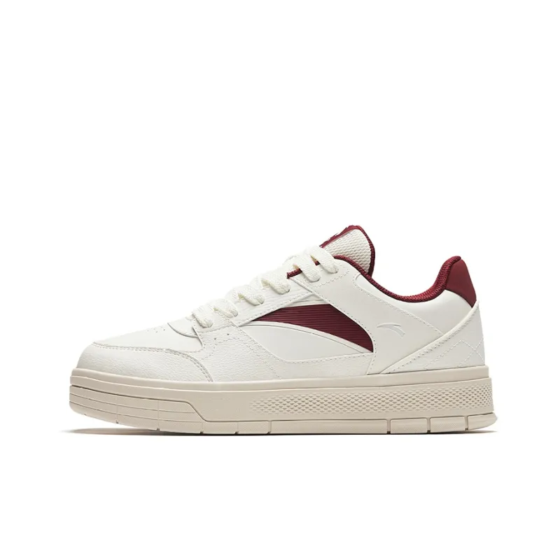Anta Cushioned Wear Resistant Lightweight Low Top Skateboard Shoes Men's White Red-0