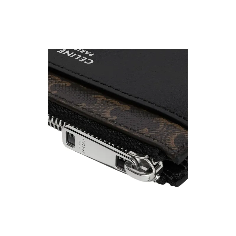 CELINE Triomphe Lambskin Card Holder Men's Black-3