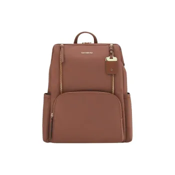 SAMSONITE Fabric, Cow Leather, Synthetic Leather Backpack Regular Women's Rich Rusty
