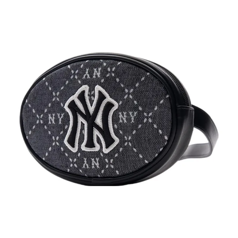 MLB Artificial Leather Round Cake Bag Shoulder Bag Crossbody Bag Unisex Black-1